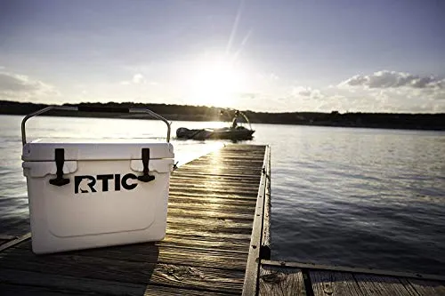 RTIC Hard Cooler, 20 qt, White, Ice Chest with Heavy Duty Rubber Latches, 3 Inch Insulated Walls