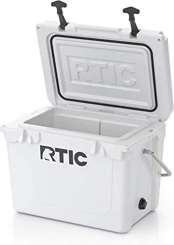 RTIC Hard Cooler, 20 qt, White, Ice Chest with Heavy Duty Rubber Latches, 3 Inch Insulated Walls