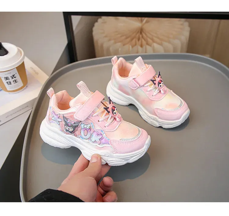 Sanrio Girls Cartoon Kuromi Casual Sports Shoes Spring and Autumn Children's Waterproof PU Leather Princess Running Shoes