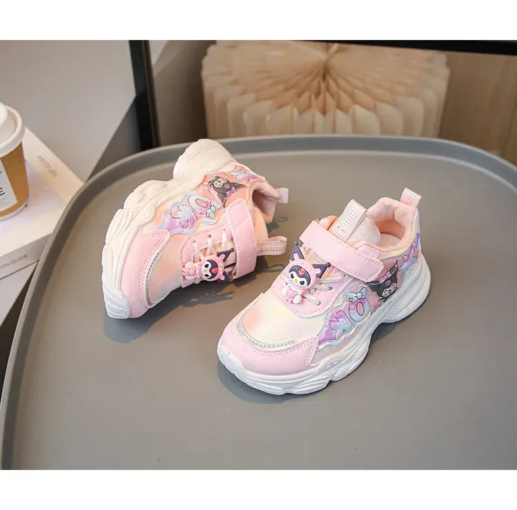 Sanrio Girls Cartoon Kuromi Casual Sports Shoes Spring and Autumn Children's Waterproof PU Leather Princess Running Shoes