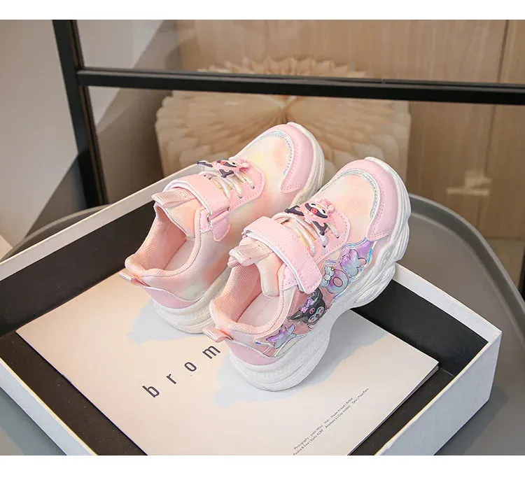 Sanrio Girls Cartoon Kuromi Casual Sports Shoes Spring and Autumn Children's Waterproof PU Leather Princess Running Shoes