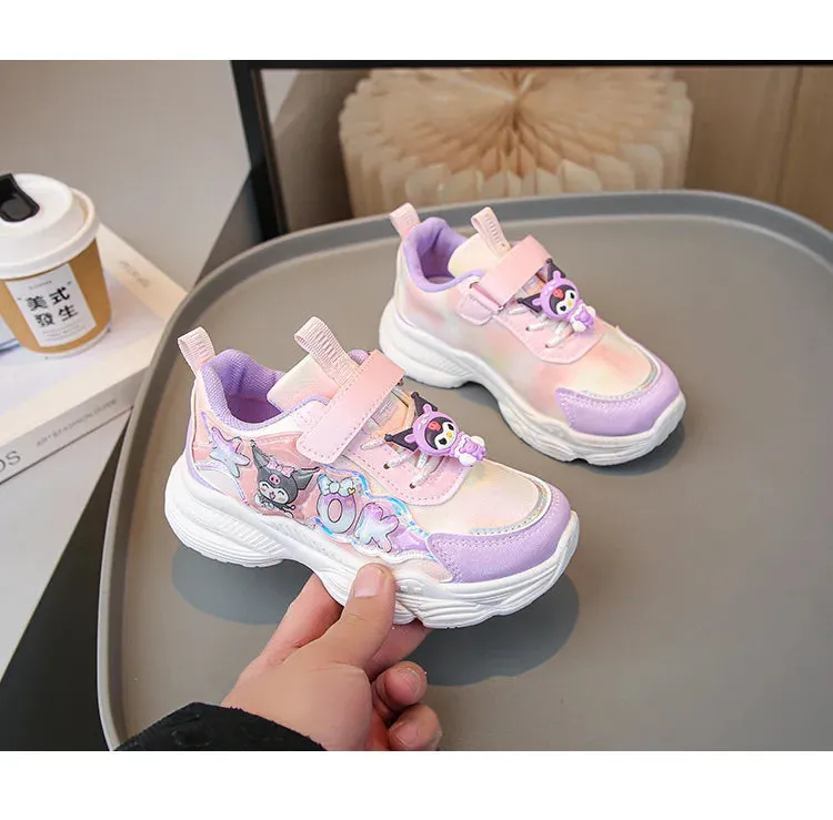 Sanrio Girls Cartoon Kuromi Casual Sports Shoes Spring and Autumn Children's Waterproof PU Leather Princess Running Shoes