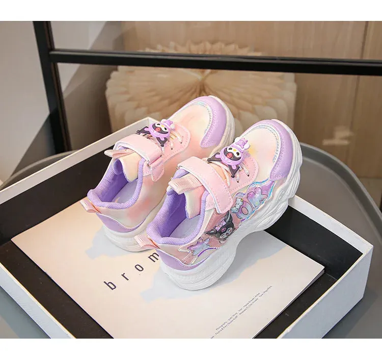 Sanrio Girls Cartoon Kuromi Casual Sports Shoes Spring and Autumn Children's Waterproof PU Leather Princess Running Shoes