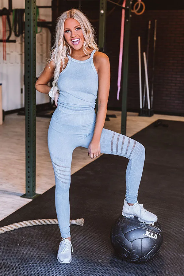Setting Records Ribbed Seamless Tank in Airy Blue