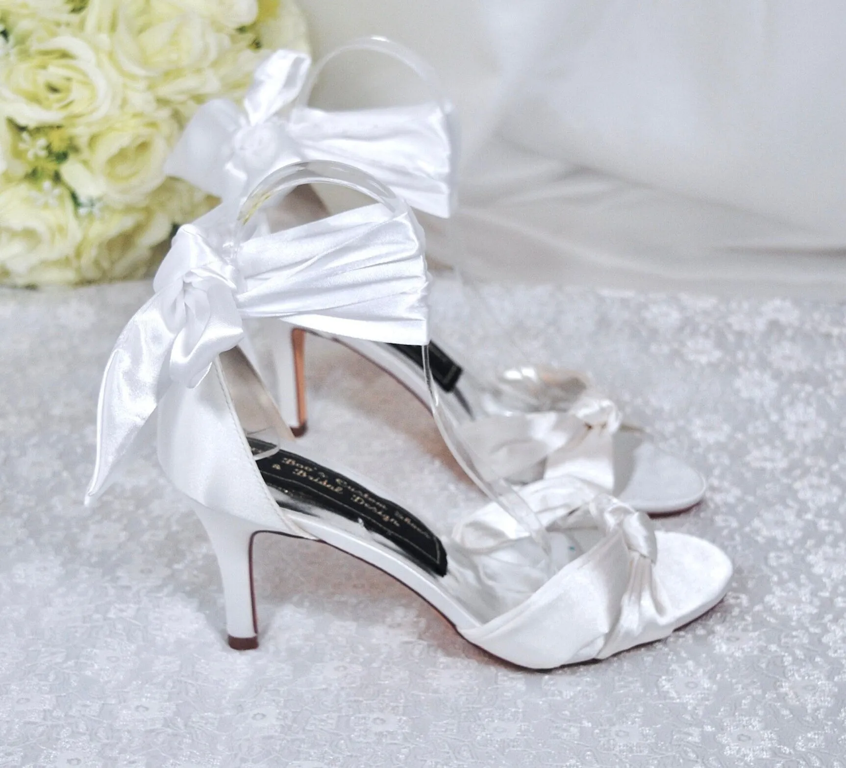Simply Beautiful Bridal Shoes, Luxury Satin Wedding Shoes, Leg Wrap Tie
