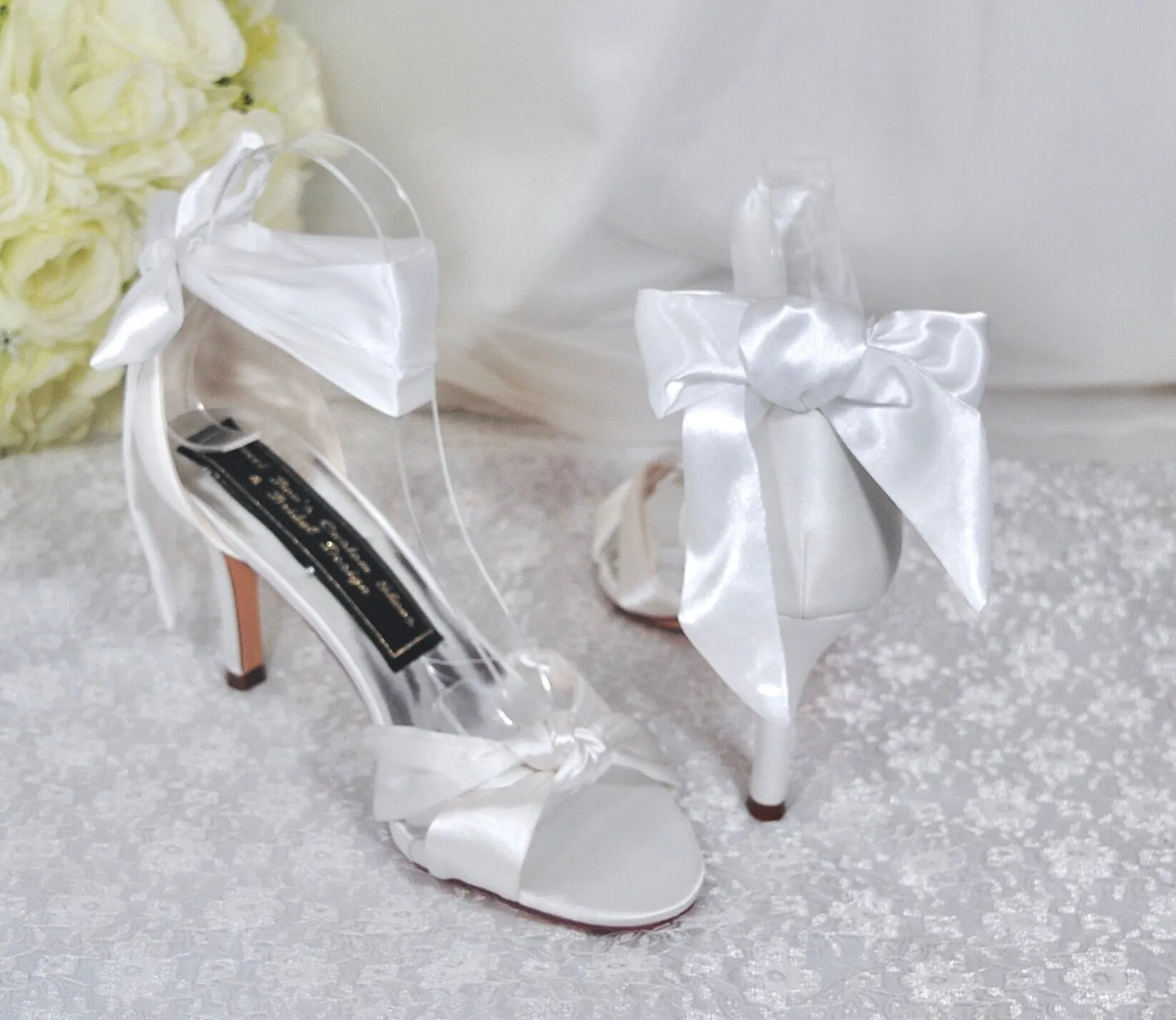Simply Beautiful Bridal Shoes, Luxury Satin Wedding Shoes, Leg Wrap Tie