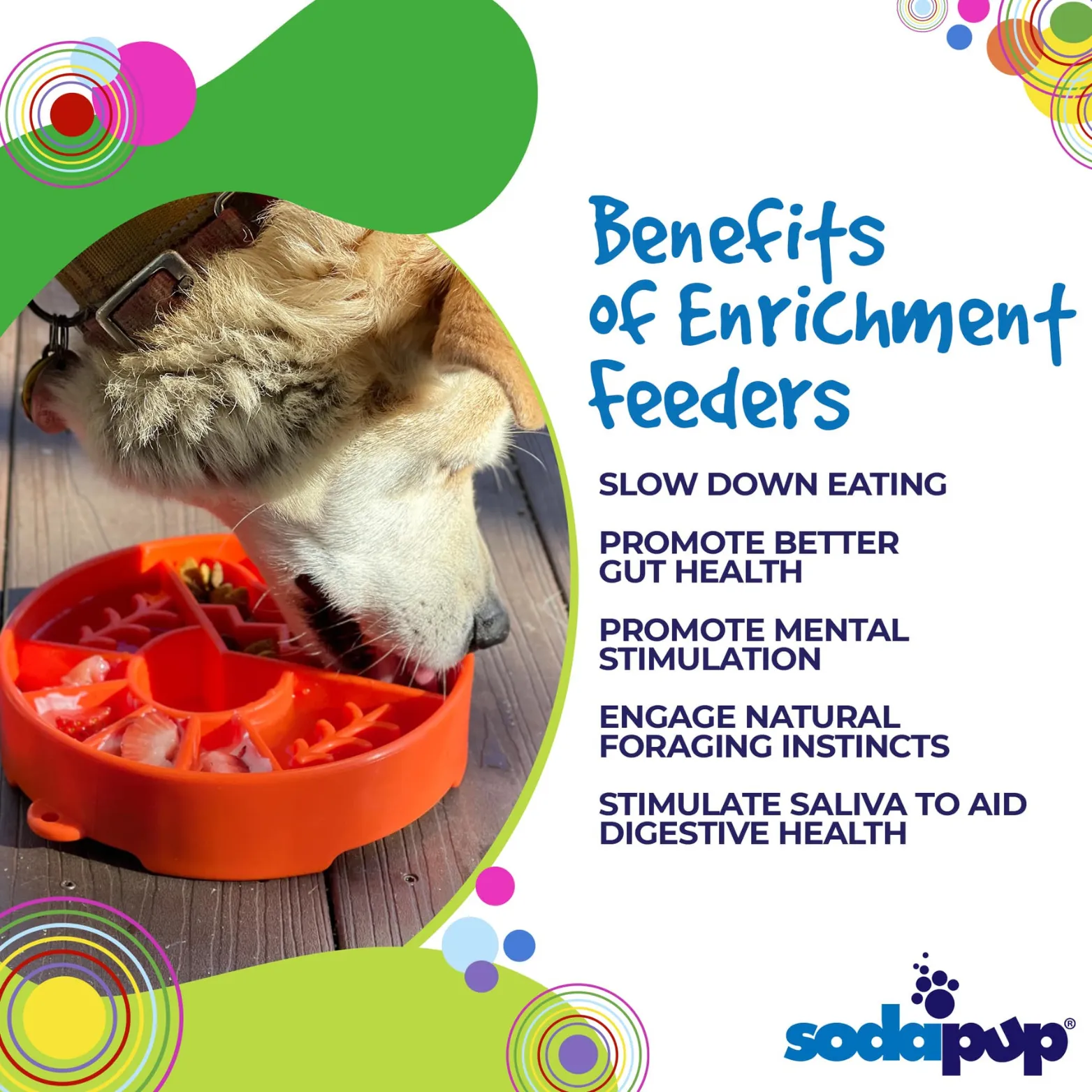 SodaPup Enriching Slow Feeder Great Outdoors Ebowl for Dogs Orange