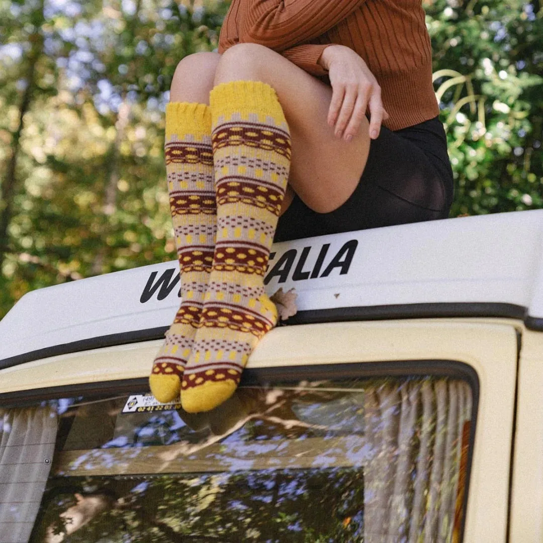 Sofia LONG Fair Isle Nordic Woollen  Socks