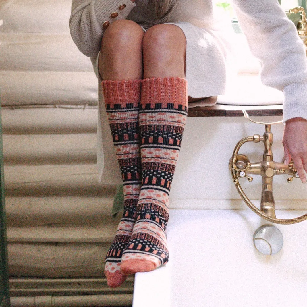 Sofia LONG Fair Isle Nordic Woollen  Socks