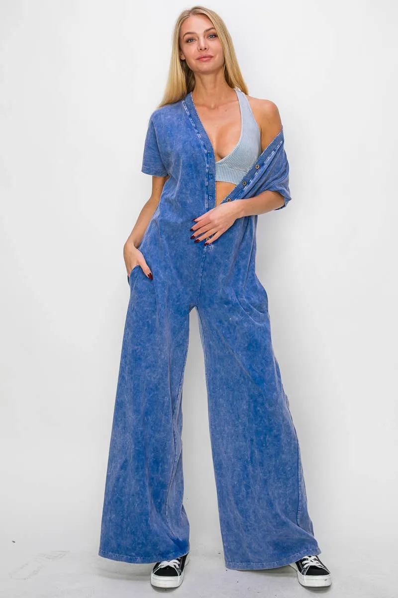 Sweet Mineral Wash Wideleg Jumpsuit