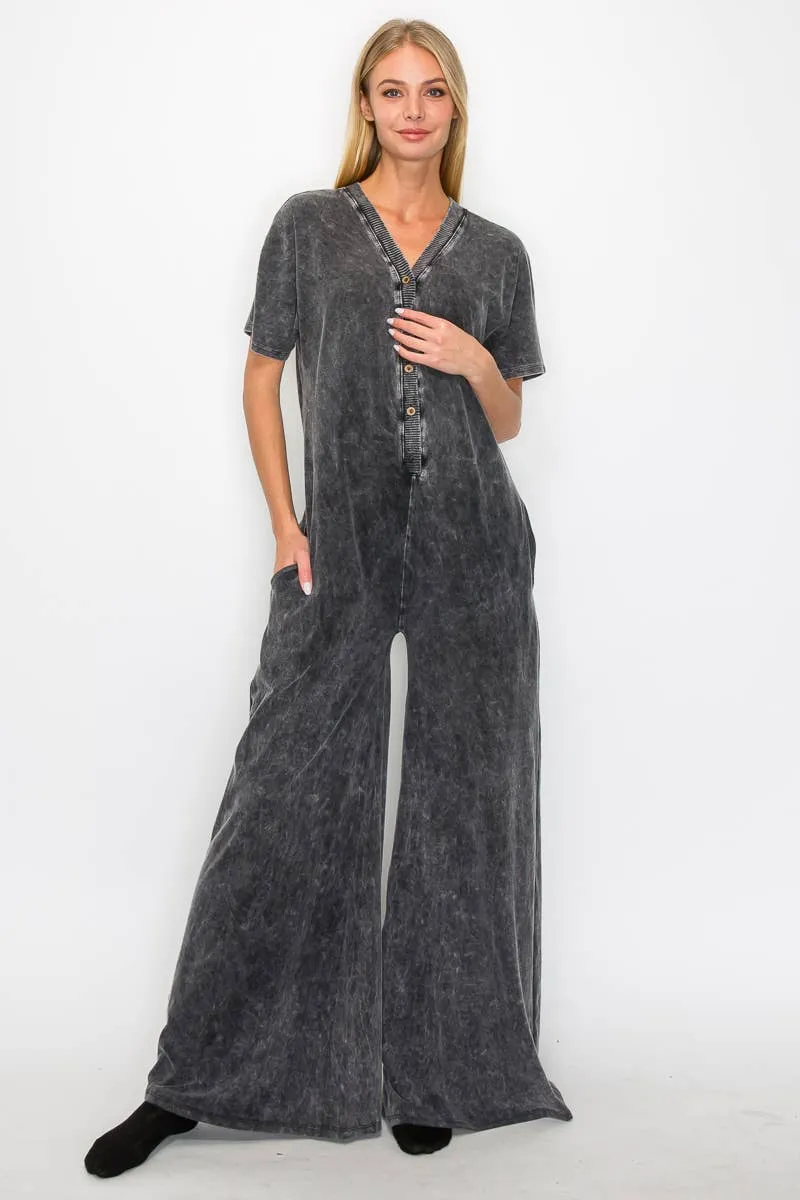Sweet Mineral Wash Wideleg Jumpsuit