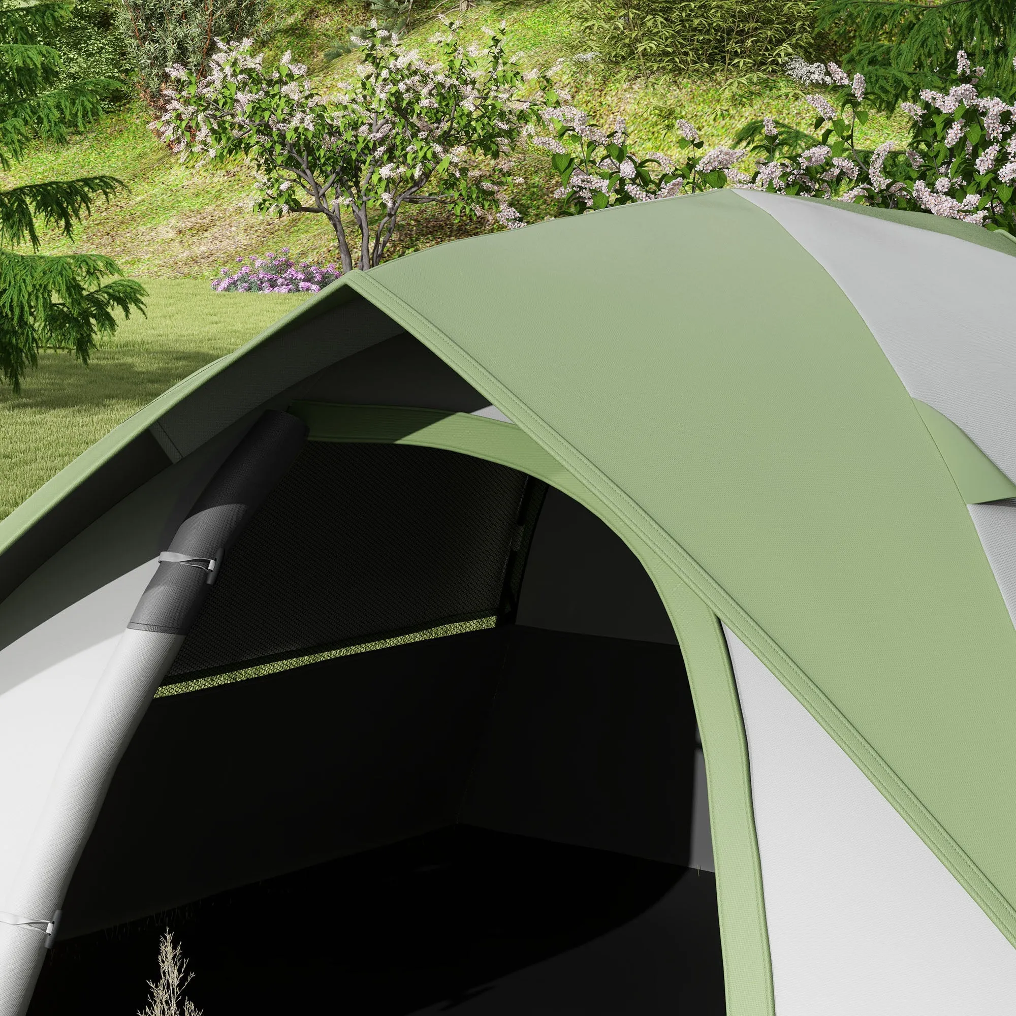 Two Man Single Room Dome Tent, with Accessories - Green/Grey