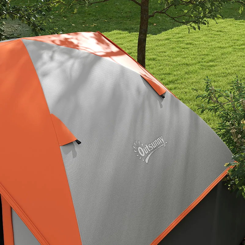 Two Man Single Room Dome Tent, with Accessories - Orange/Grey