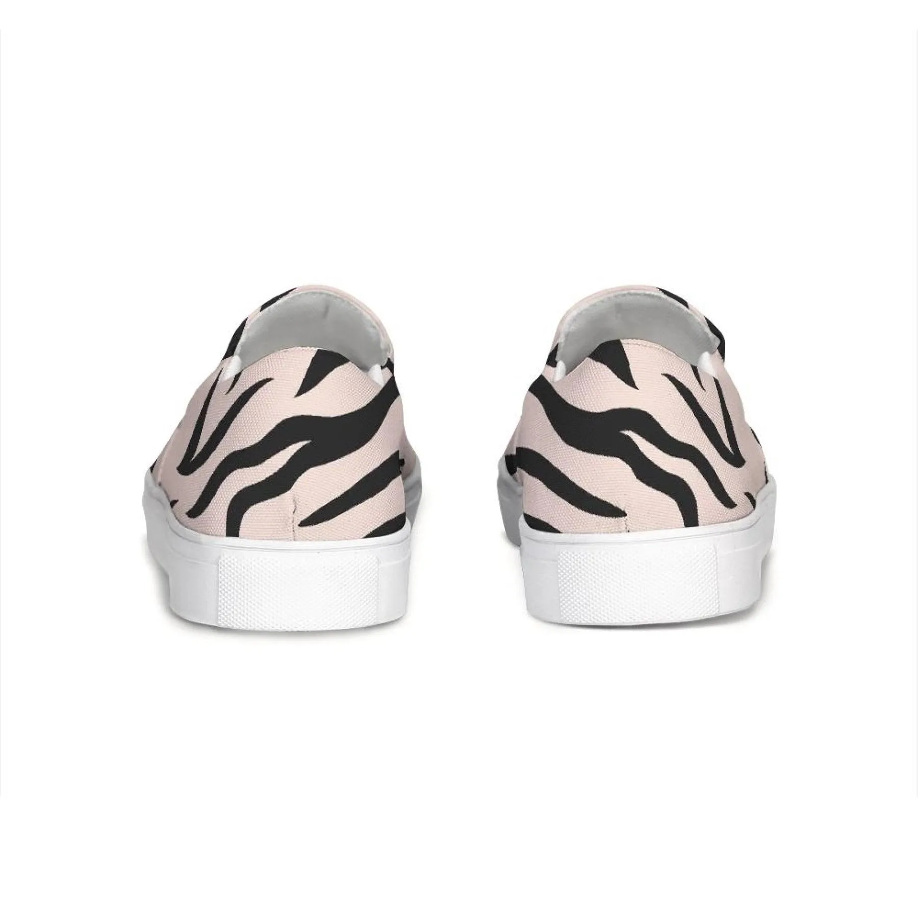 Uniquely You Womens Sneakers - Pink and Black Zebra Stripe Canvas Sports Shoes / Slip-On by inQue.Style