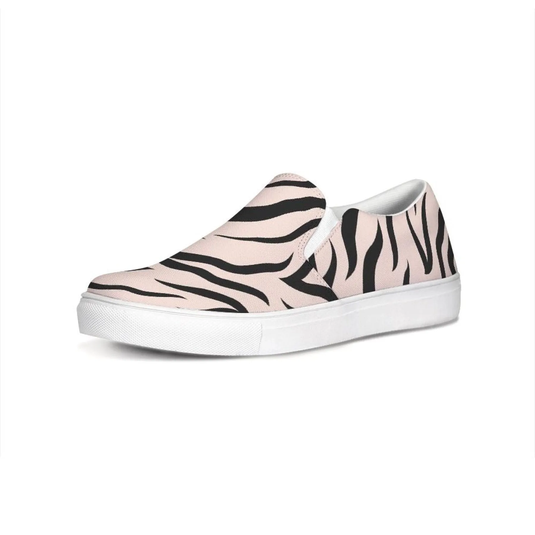 Uniquely You Womens Sneakers - Pink and Black Zebra Stripe Canvas Sports Shoes / Slip-On by inQue.Style
