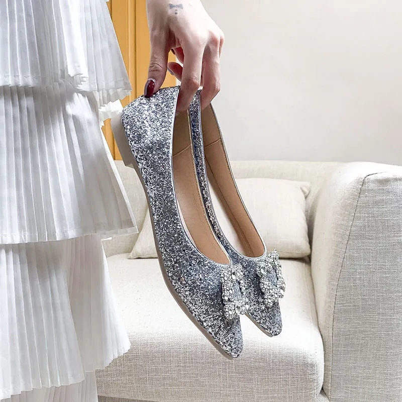 Woman Square Buckle Flats