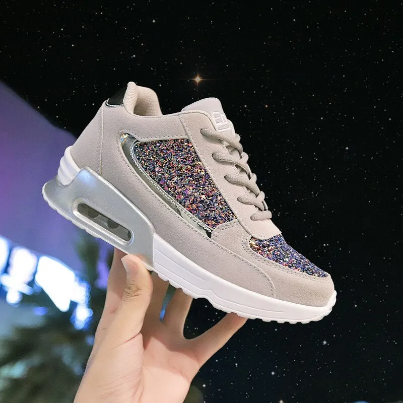 Women's Wedges Sequins Shake Sneakers